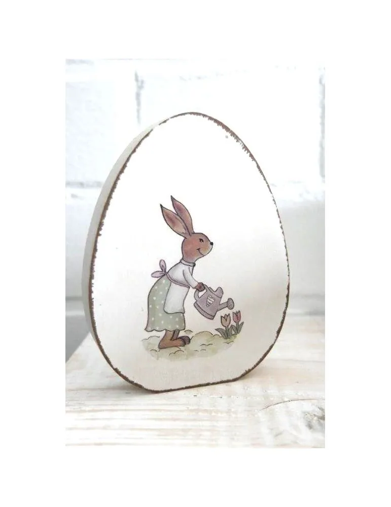 Holz Osterei Hase bunt Vintage Ostern klein ca. 13 cm