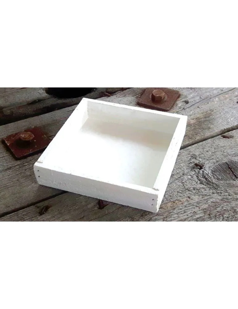 Dekobrett Holzbrett Brett für Teelichter weiß Holz klein Eckig 14 x 14 x 3 cm 13733