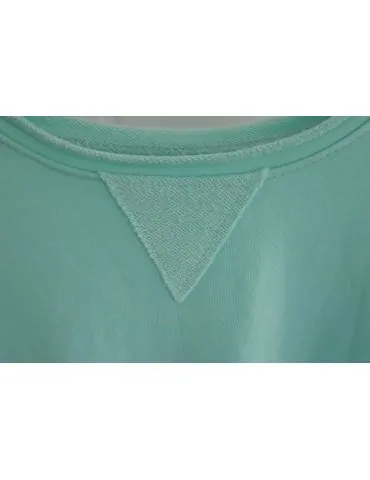 Damen langarm Sweat Shirt Rundhals Dreieck mint uni mit Baumwolle Onesize 38 - 42 8950