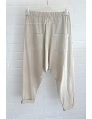 Wiya Damen Boyfriend Jogger Baggy beige uni mit Baumwolle Onesize 38 40 16089