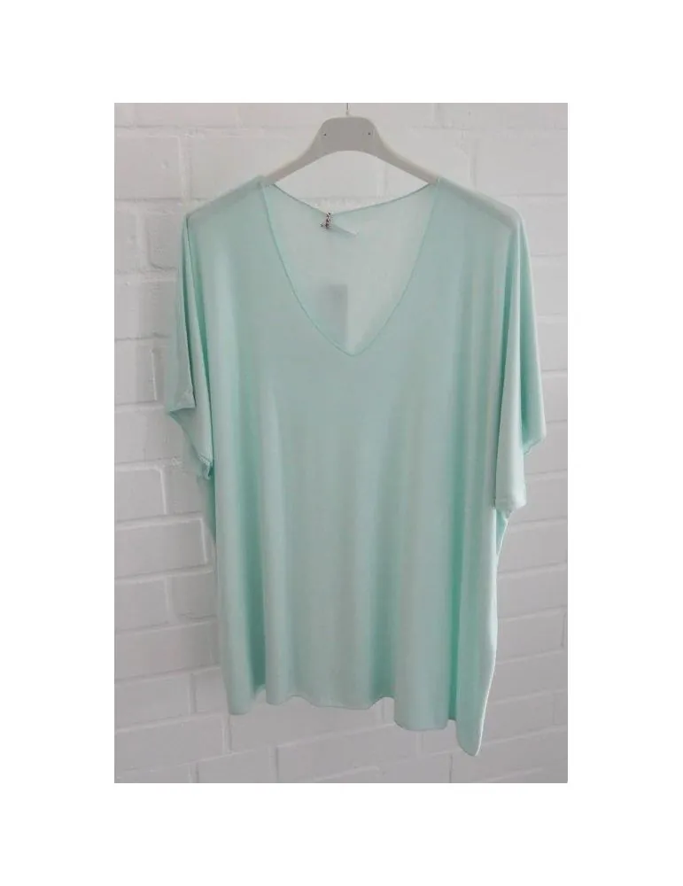 Damen Basic Shirt kurzarm mint matt uni mit Viskose Onesize ca. 38 - 46