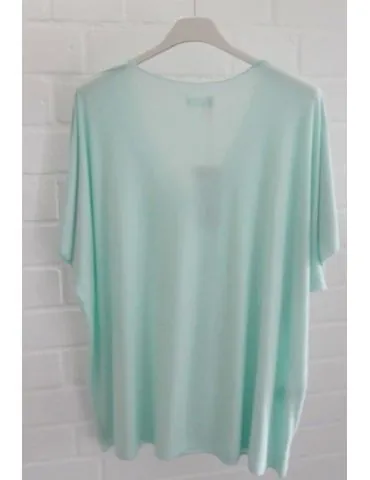 Damen Basic Shirt kurzarm mint matt uni mit Viskose Onesize ca. 38 - 46