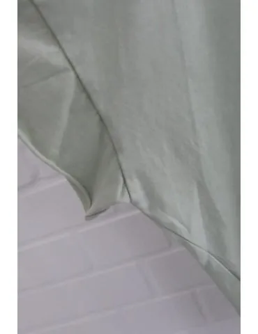 Damen Shirt V-Ausschnitt kurzarm helloliv grün verwaschen uni Baumwolle Onesize 38 - 44 2436