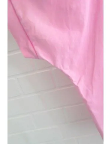 Damen Oversize Shirt Rundhals kurzarm hellpink uni Ärmelband Baumwolle Onesize 38 - 46 2426 KA