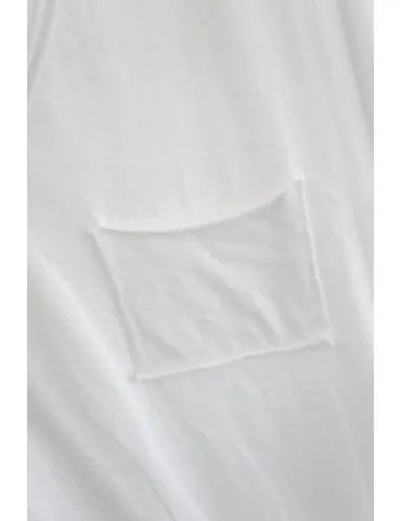 Damen Basic Shirt kurzarm weiß white Brusttasche Baumwolle Onesize 36 - 42 3159