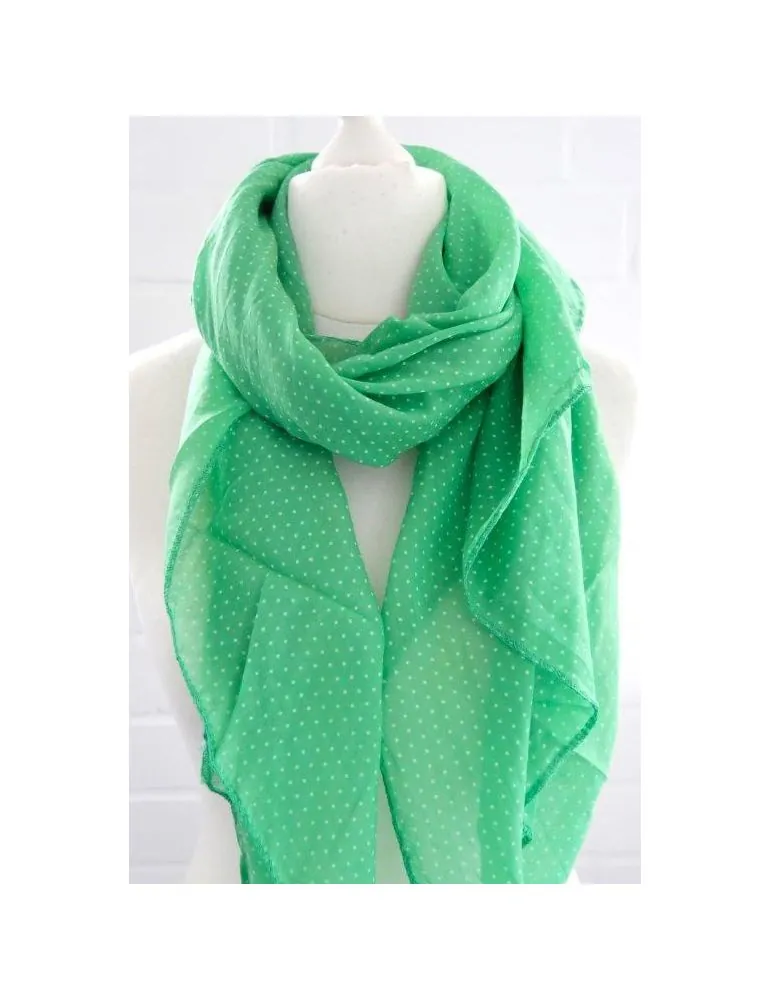 Schal Tuch Loop Made in Italy Seide Baumwolle grün weiß Mini Punkte S 24