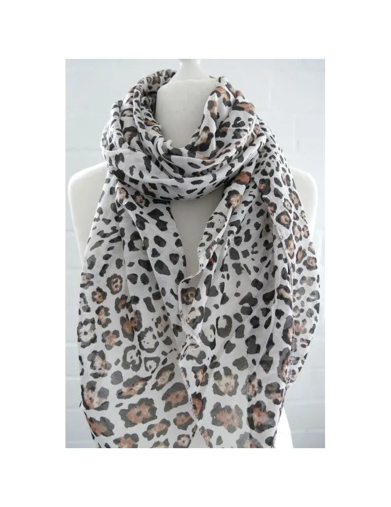Schal Tuch Loop Made in Italy Seide Baumwolle beige schwarz braun neues Leo S 267