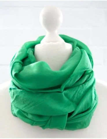 Damen Schal Tuch Loop Seide Baumwolle grasgrün uni S 30