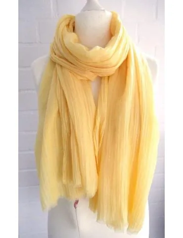 Bijoux Leichter XL Damen Schal Tuch gelb yellow uni Fransen 9162305