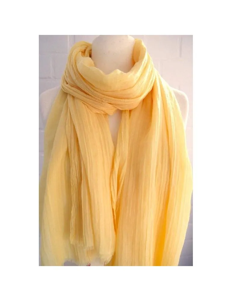 Bijoux Leichter XL Damen Schal Tuch gelb yellow uni Fransen 9162305