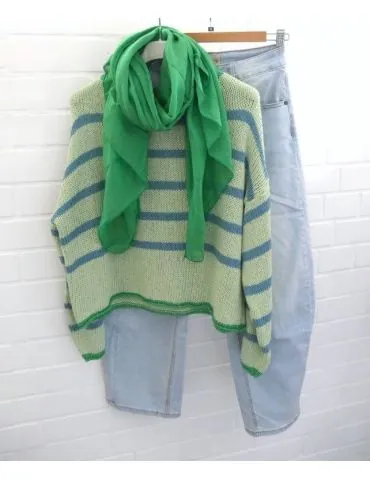 Damen Schal Tuch Loop Seide Baumwolle grasgrün uni S 30