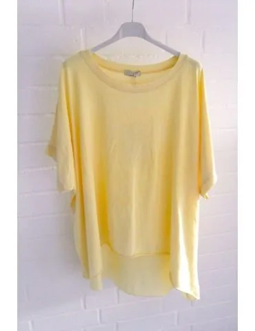 Damen Oversize Shirt Rundhals kurzarm gelb uni Ärmelband Baumwolle Onesize 38 - 46 2426