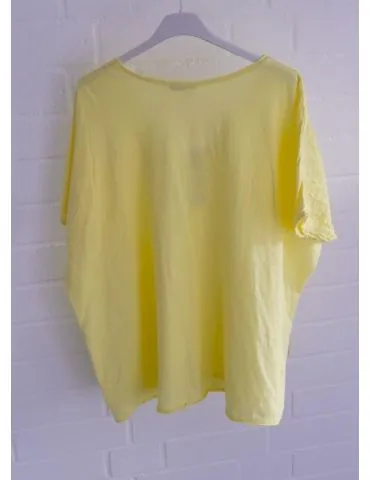 Damen Shirt kurzarm gelb uni Leinen Baumwolle Onesize 38 - 44 5030