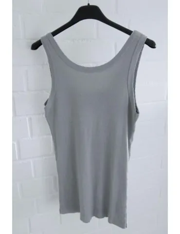 Damen Rippen Top Shirt hellgrau mit Baumwolle offene Stoffkanten Onesize 36 - 42 A1608