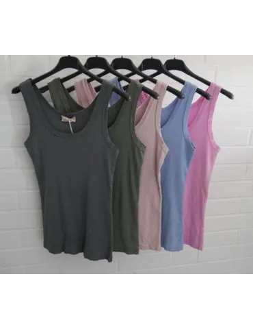 Damen Rippen Top Shirt gelb mit Baumwolle offene Stoffkanten Onesize 36 - 42 A1608