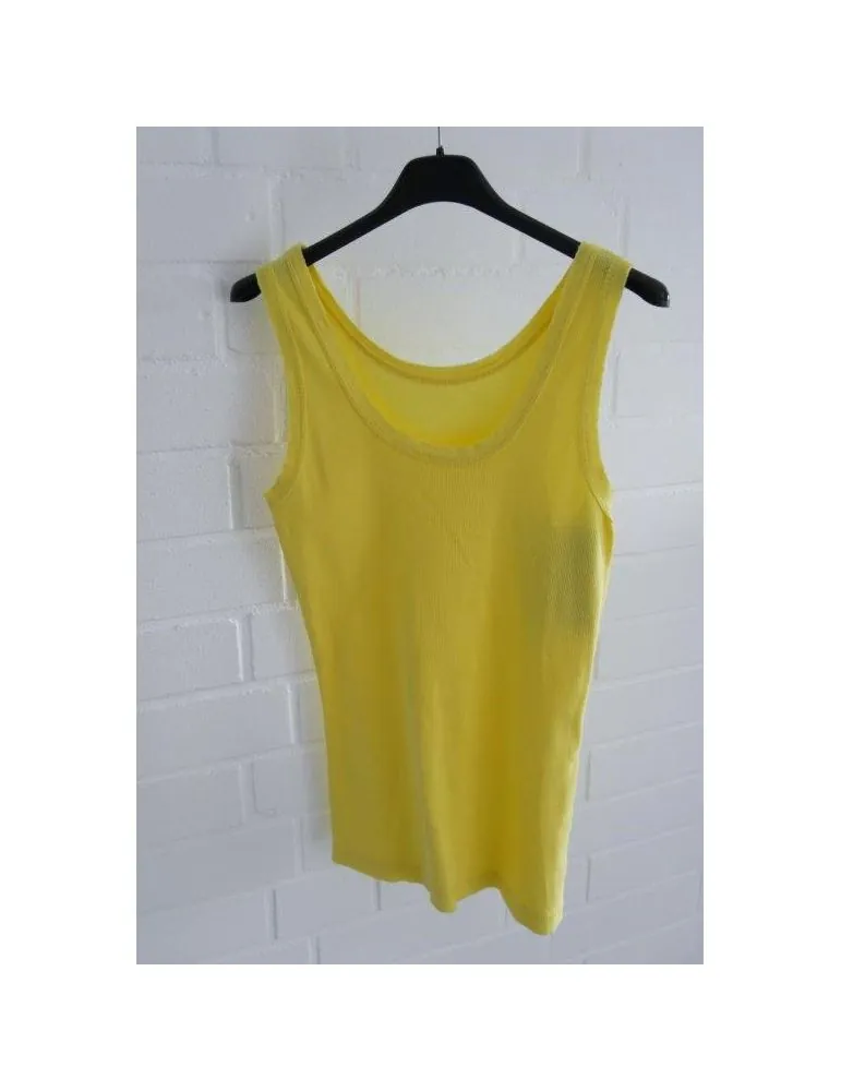 Damen Rippen Top Shirt gelb mit Baumwolle offene Stoffkanten Onesize 36 - 42 A1608
