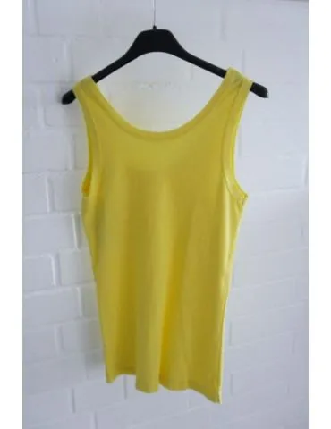 Damen Rippen Top Shirt gelb mit Baumwolle offene Stoffkanten Onesize 36 - 42 A1608