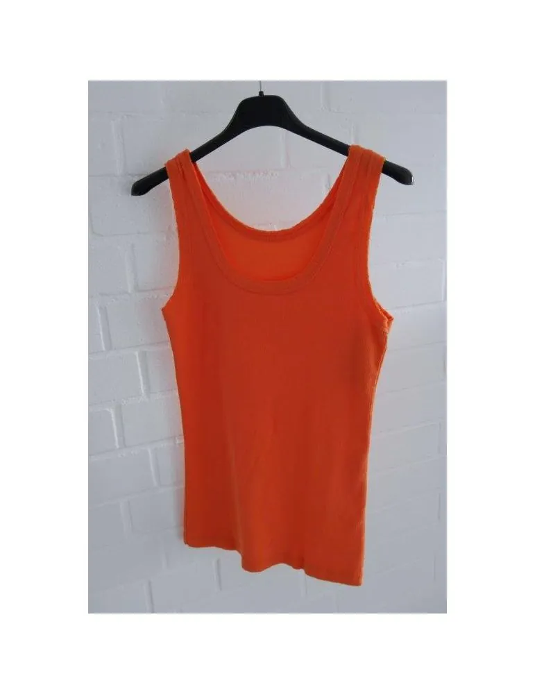 Damen Rippen Top Shirt orange mit Baumwolle offene Stoffkanten Onesize 36 - 42 A1608
