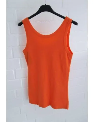 Damen Rippen Top Shirt orange mit Baumwolle offene Stoffkanten Onesize 36 - 42 A1608