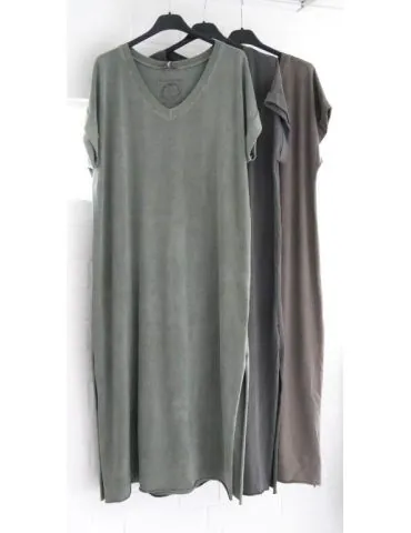 Damen Tunika Kleid ärmellos grau grey uni...