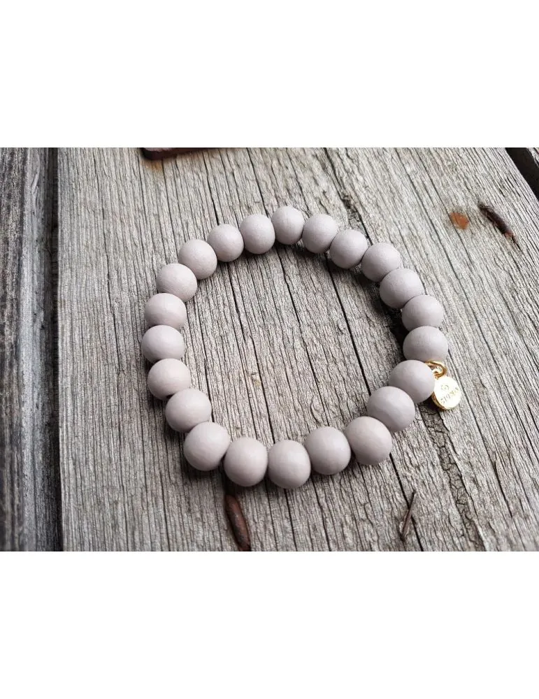 Giuno Armband Holz Perlen grau grey Kunststoff elastisch ARU 186 82
