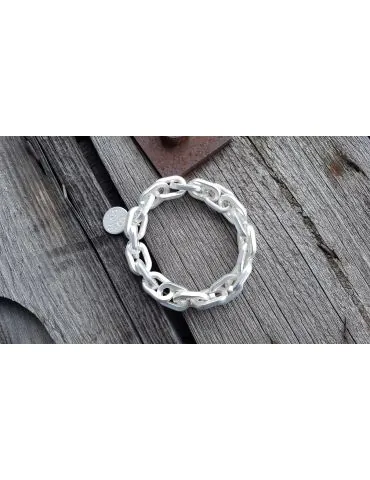 Giuno Damen Modeschmuck großes Gliederarmband Elastisch silberfarben matt Kunststoff Metall ACE 289 03