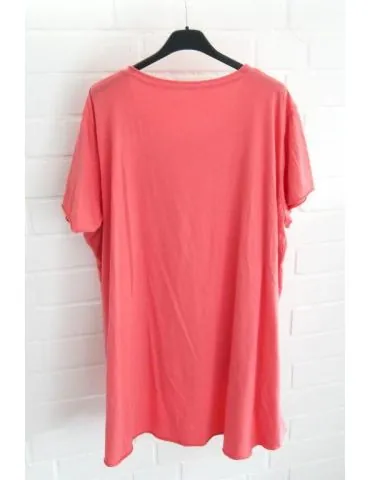 Damen Shirt A-Form kurzarm koralle Baumwolle Onesize ca. 38 - 46 6036