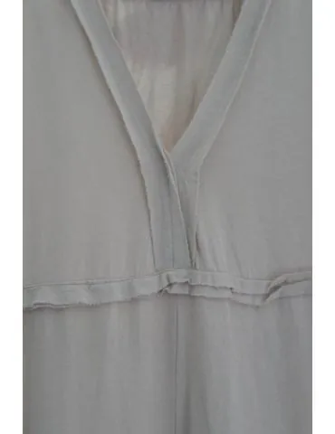 Damen kurzarm Tunika Kleid lang Stufen beige uni Baumwolle Onesize 38 - 42 26456