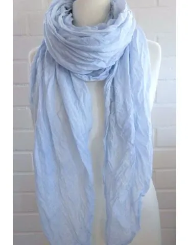 XXL Damen Schal Tuch hellblau blau verwaschen 100% Baumwolle Asymmetrisch