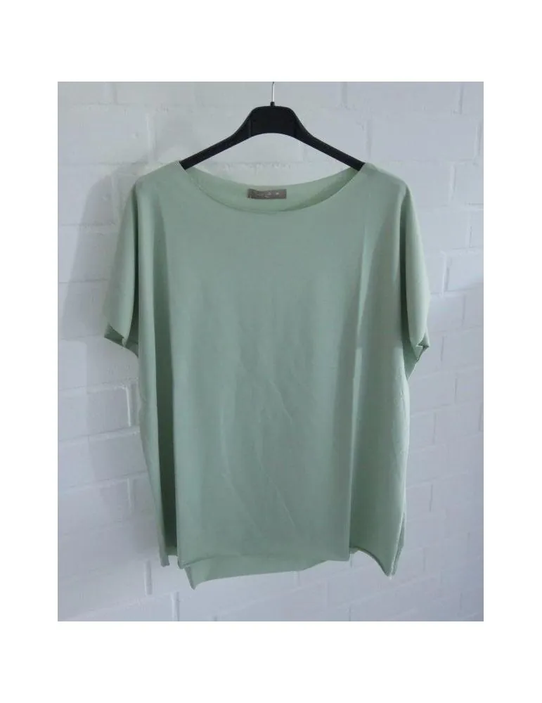 Damen Shirt kurzarm salbei mit Baumwolle Onesize 38 - 44 19509