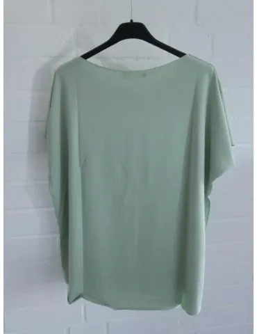 Damen Shirt kurzarm salbei mit Baumwolle Onesize 38 - 44 19509