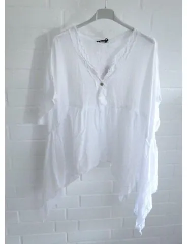 Xuna Leichte Damen Bluse ärmellos durchsichtig weiß uni offene Stoffkanten Onesize 38 - 44/ 46 6990742