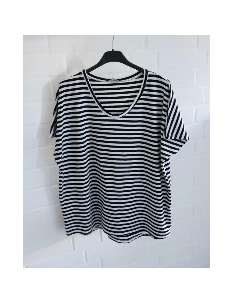 Damen Shirt ärmellos weiß schwarz Streifen mit Viskose Onesize 38 - 42 2317