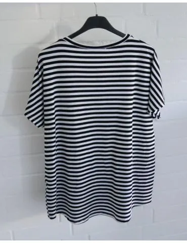 Damen Shirt ärmellos weiß schwarz Streifen mit Viskose Onesize 38 - 42 2317