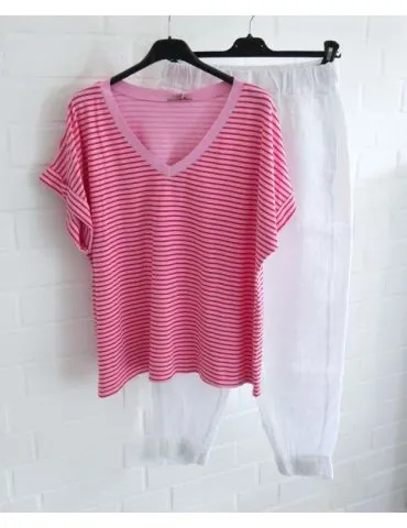 Xuna Damen 100% Leinen Hose weiß white Onesize...