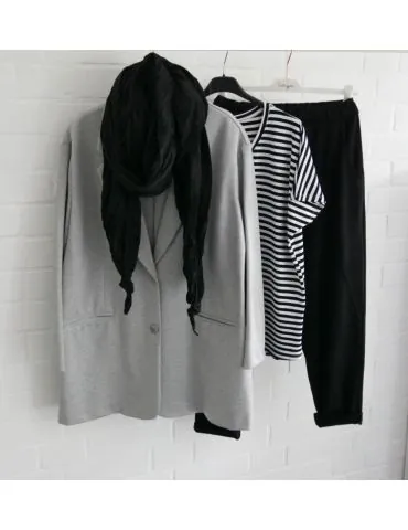 Damen Shirt ärmellos weiß schwarz Streifen mit Viskose Onesize 38 - 42 2317