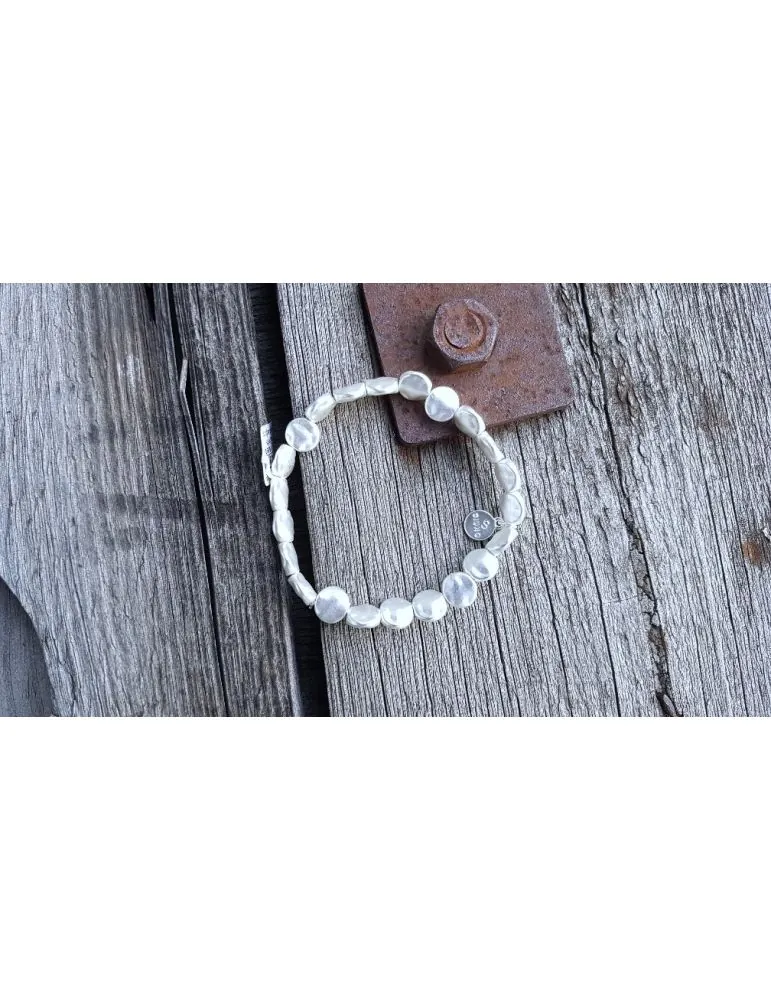 Giuno Damen Modeschmuck Armband Plättchen groß silberfarben matt elastisch ACE 162 05