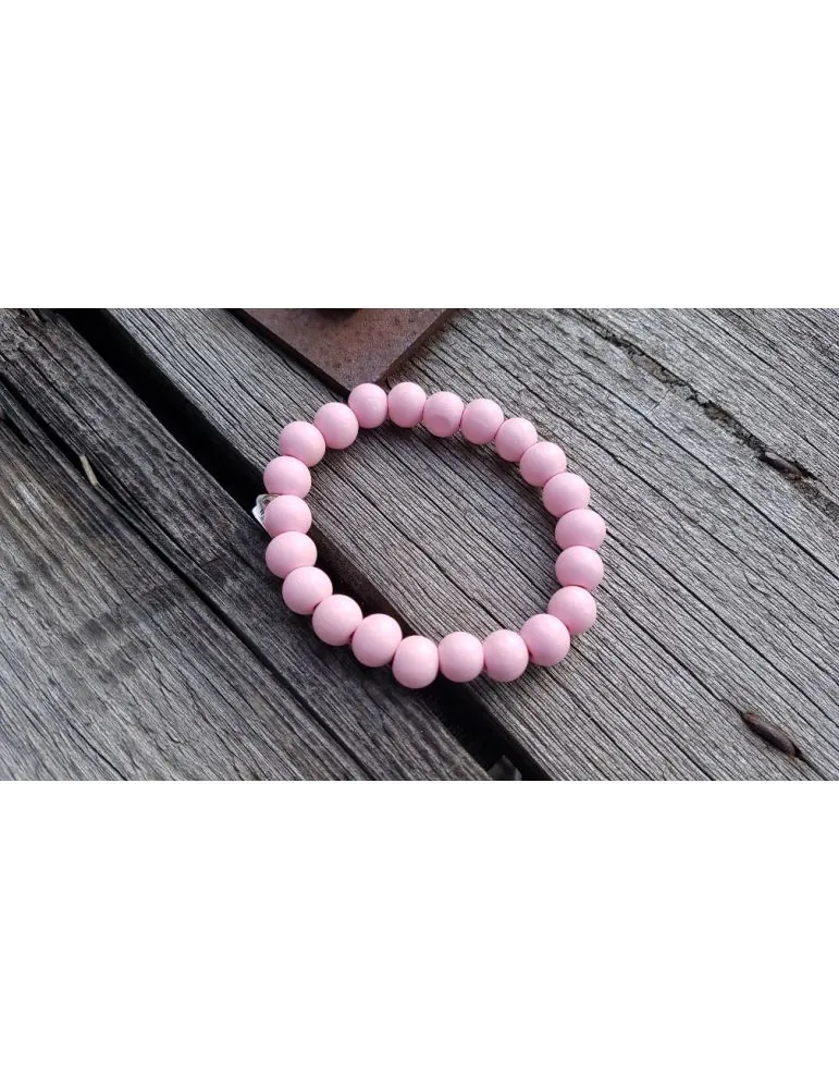 Giuno Armband Holz Perlen rosa rose Kunststoff elastisch ARU 184 22