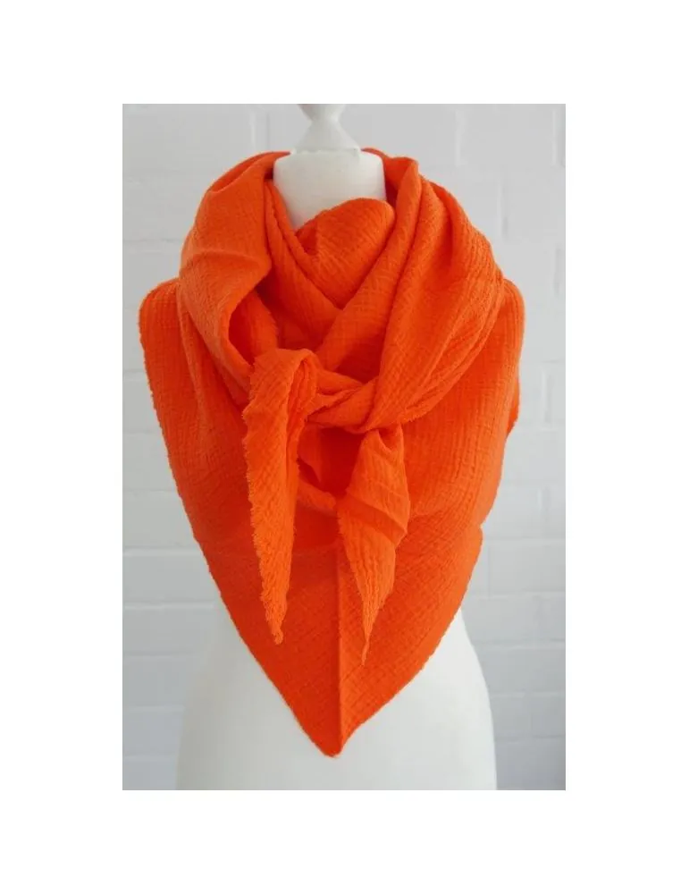 Dreieckstuch Damen Schal sunset orange uni Baumwolle Musselin DT 100 M