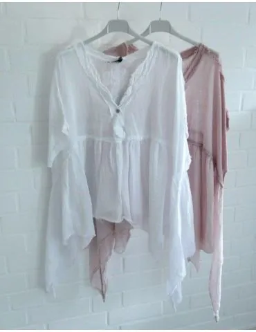 Leichte Damen Bluse ärmellos durchsichtig beige uni offene Stoffkanten Onesize 38 - 44/ 46 69907