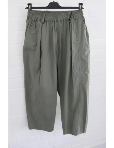 NAIIF leichte Stoff Karotte Damenhose oliv khaki uni Baumwolle 16615
