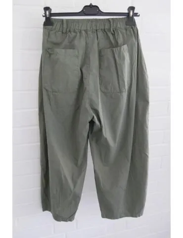 NAIIF leichte Stoff Karotte Damenhose oliv khaki uni Baumwolle 16615