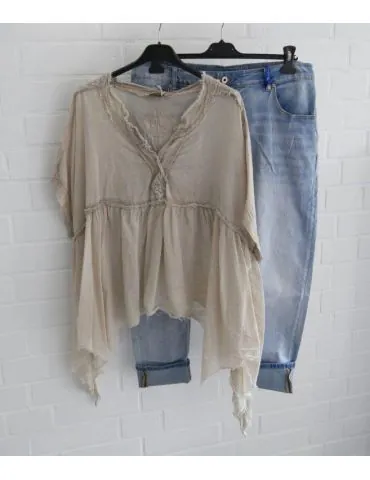 Leichte Damen Bluse ärmellos durchsichtig beige...