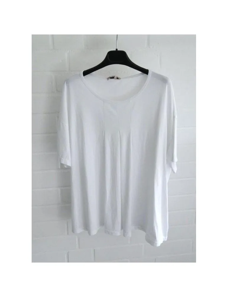 ESViViD Damen Shirt kurzarm weiß white uni mit Baumwolle Onesize 38 - 42 8817