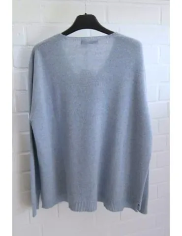 Damen Strick Pullover V-Ausschnitt hellblau mit Kaschmir Onesize ca. 38 - 44 KA 8804