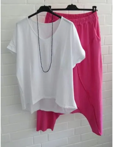 Damen Basic Shirt kurzarm weiß uni Ärmelband Baumwolle Onesize 38 - 42 7401