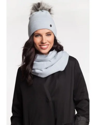 PaMaMi Damen Winterloop Loop Schal hellblau blau 15576 mit Wolle