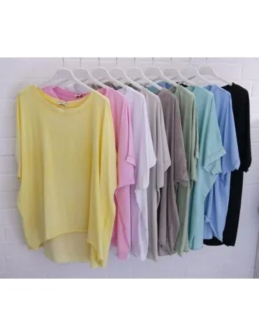 Damen Oversize Shirt Rundhals kurzarm oliv uni...