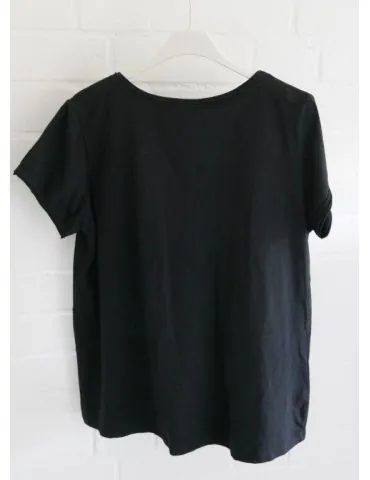 Damen Basic Shirt kurzarm schwarz black Brusttasche Baumwolle Onesize 36 - 42 3159