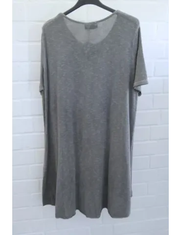 ESViViD Damen Tunika Shirt A-Form mittelgrau kurzarm mit Baumwolle Onesize ca. 38 - 44